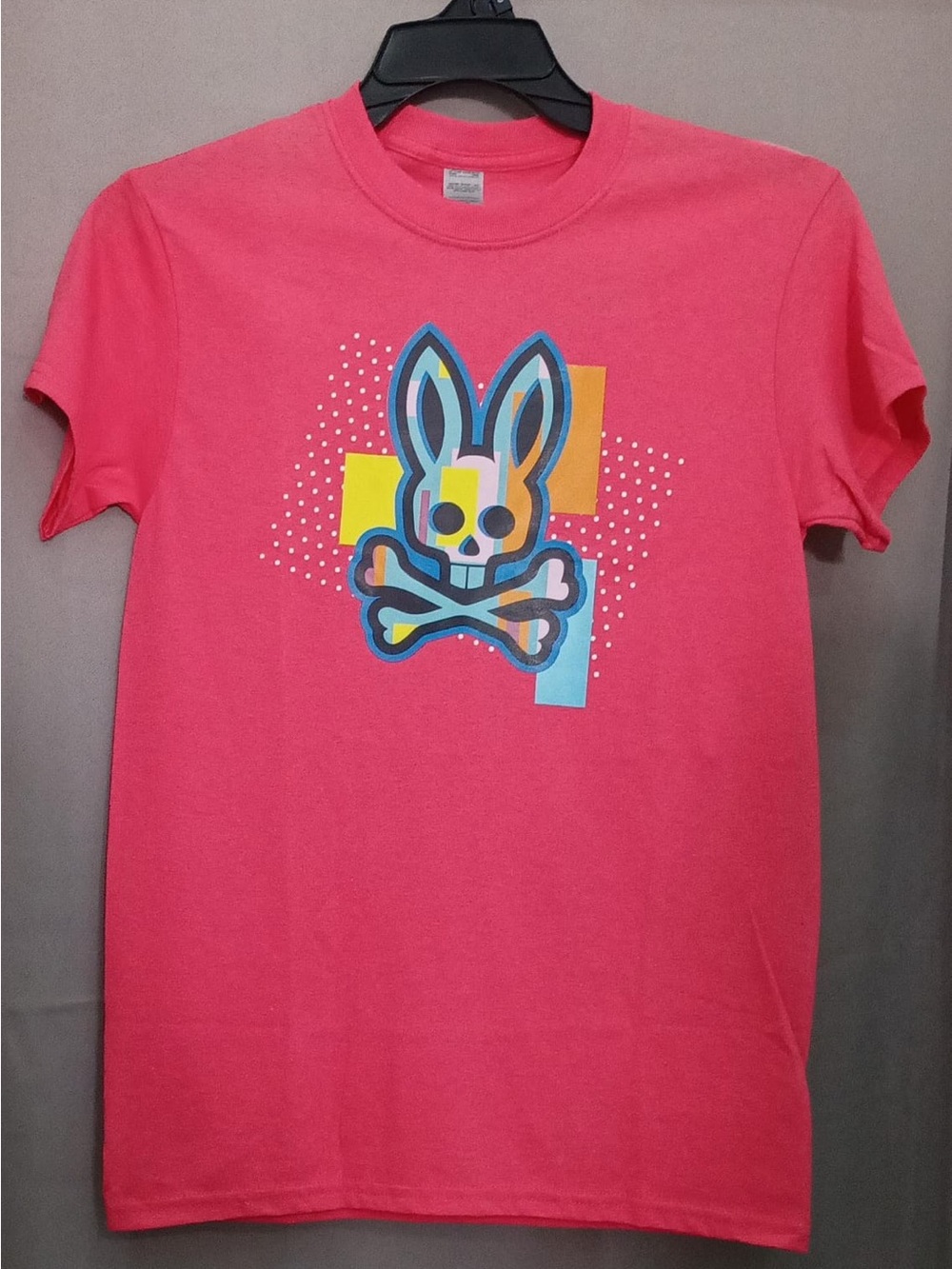 Men Pink Graphic Bunny Skull Tee